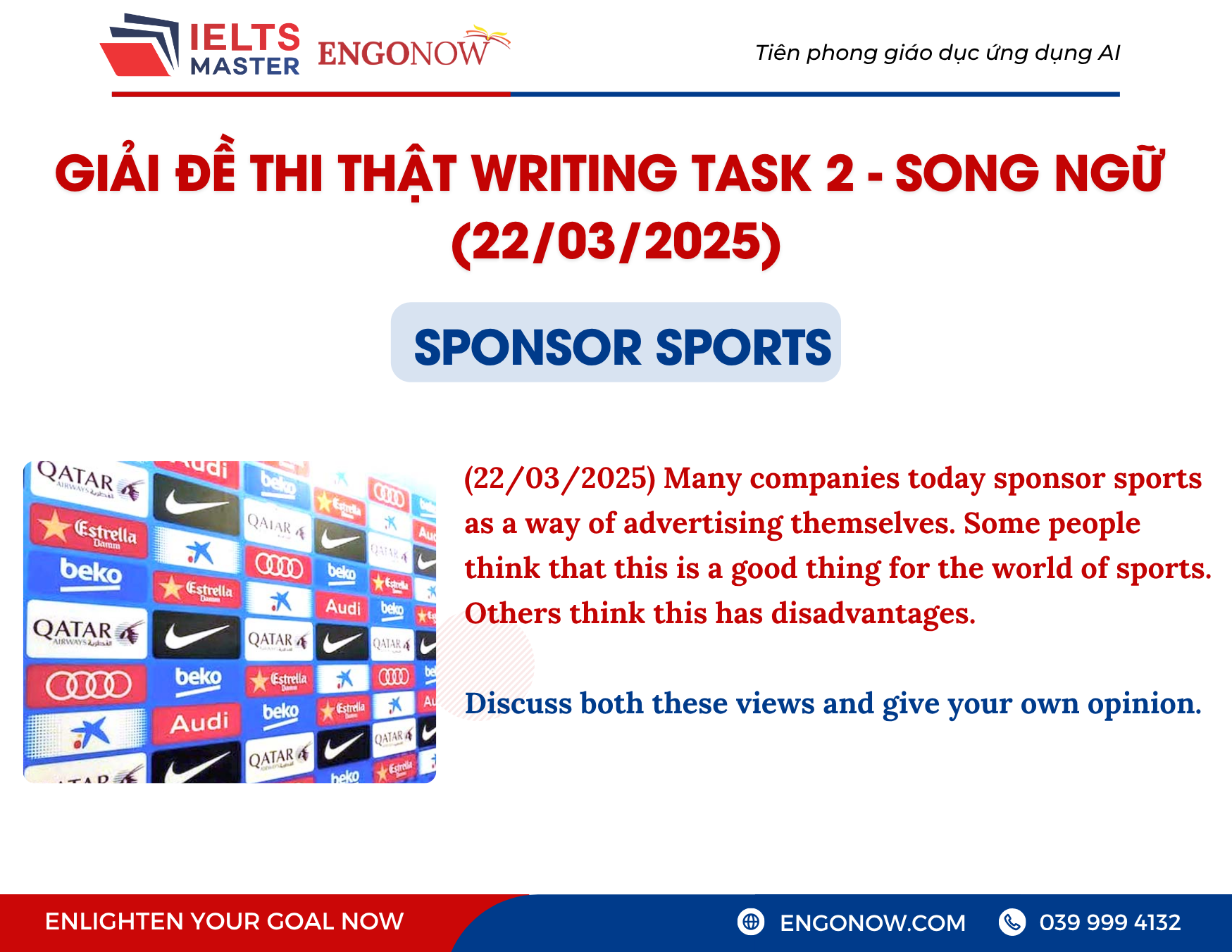 Bài mẫu Writing Task 2 chủ đề Sponsor Sports